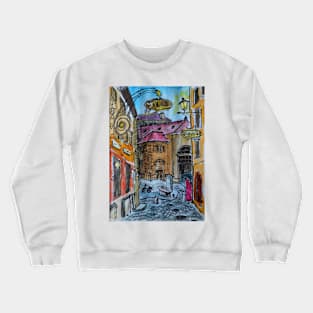 Watercolor Sketch - Genève, Old Town, Rue Chasse-Coq Crewneck Sweatshirt